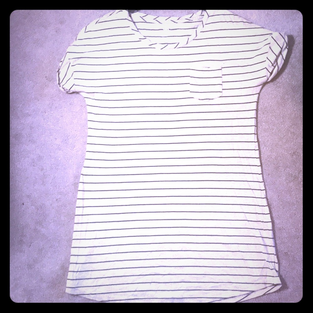 UK style white with black stripe short sleeve top